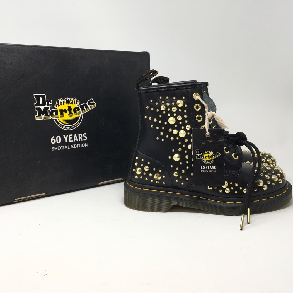 Dr. Martens LIMITED EDITION 1460 Midas Gold Studded Boots, Sz 5